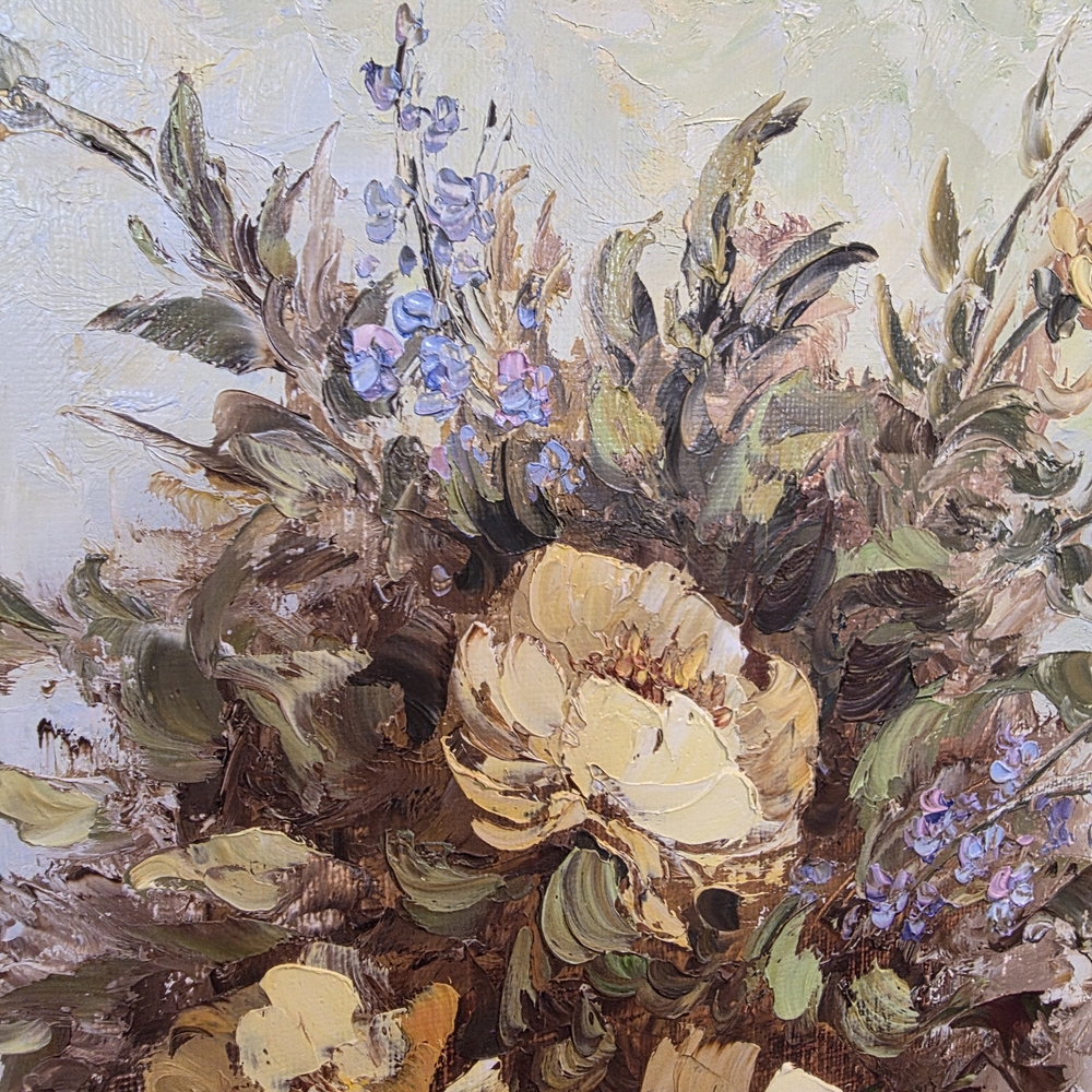 Original Mary Kendrick Oil Painting | Yellow Floral Still Life | Palette Knife - Picture 9 of 15